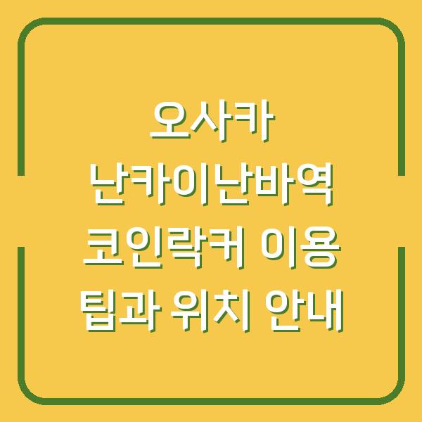 오사카 난카이난바역 코인락커 이용 팁과 위치 안내