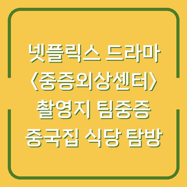 넷플릭스 드라마 <중증외상센터> 촬영지 팀중증 중국집 식당 탐방
