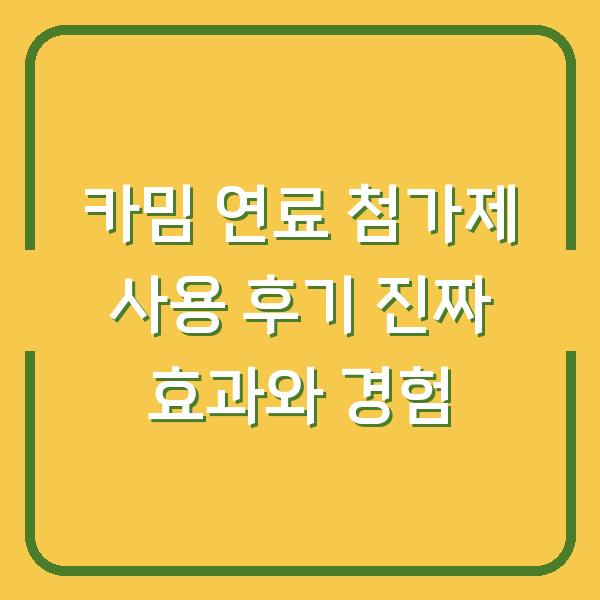 카밈 연료 첨가제 사용 후기 진짜 효과와 경험