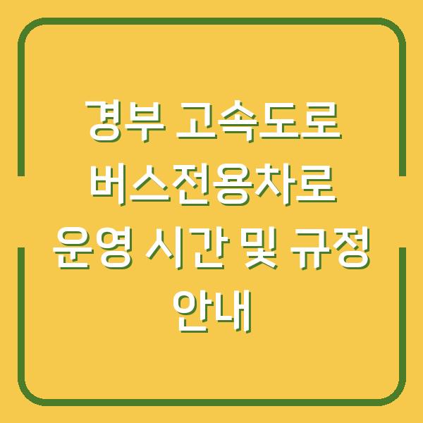경부 고속도로 버스전용차로 운영 시간 및 규정 안내