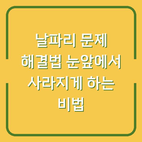 날파리 문제 해결법 눈앞에서 사라지게 하는 비법