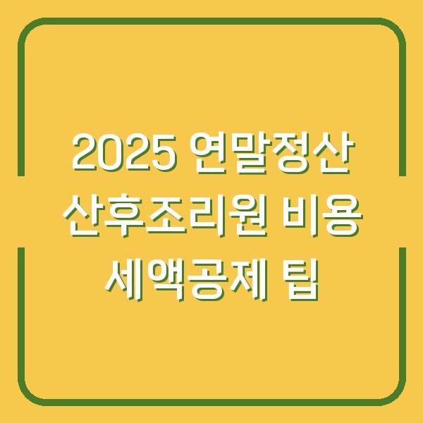 2025 연말정산 산후조리원 비용 세액공제 팁