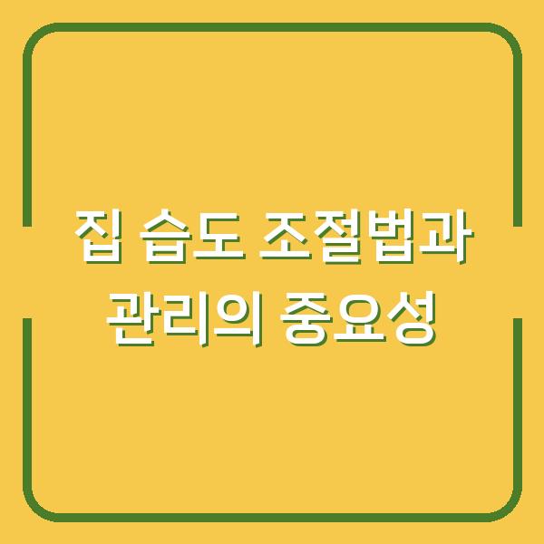 집 습도 조절법과 관리의 중요성