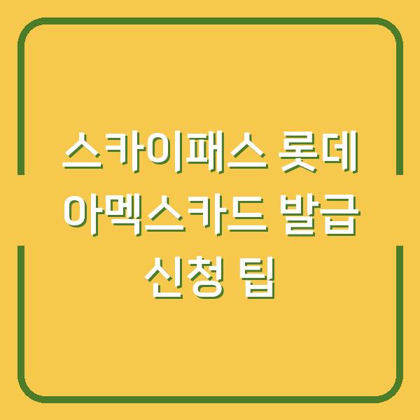 스카이패스 롯데 아멕스카드 발급 신청 팁