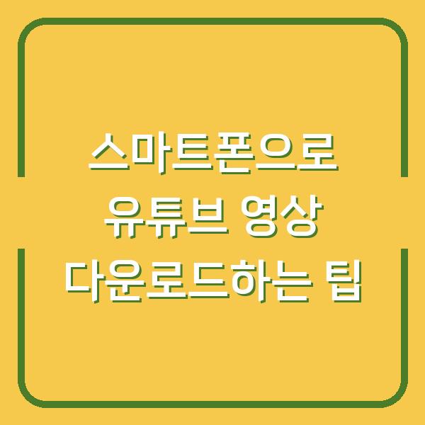 스마트폰으로 유튜브 영상 다운로드하는 팁