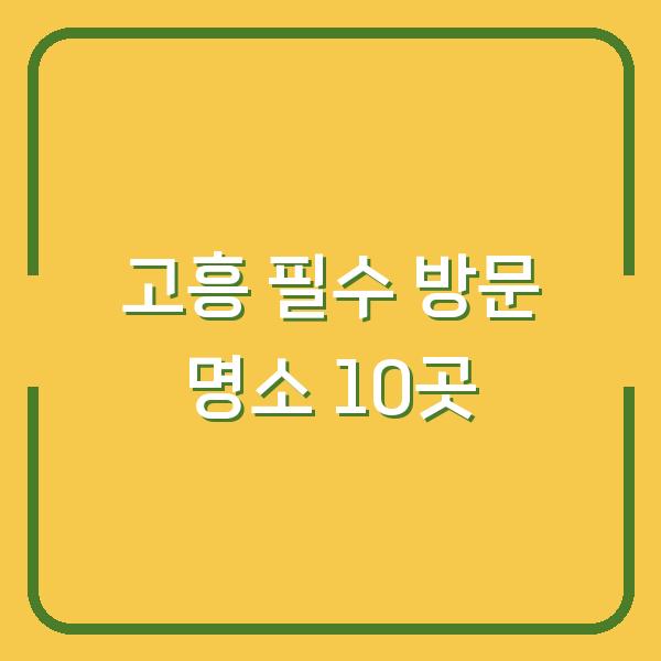 고흥 필수 방문 명소 10곳