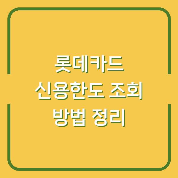 롯데카드 신용한도 조회 방법 정리