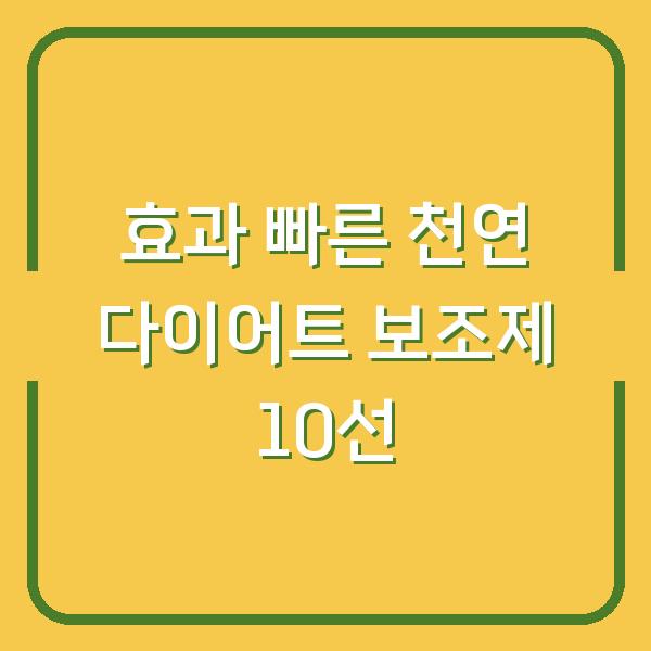 효과 빠른 천연 다이어트 보조제 10선
