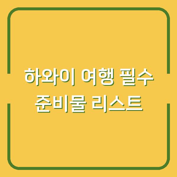 하와이 여행 필수 준비물 리스트