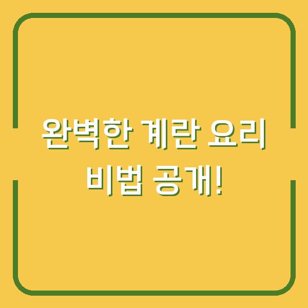 완벽한 계란 요리 비법 공개!