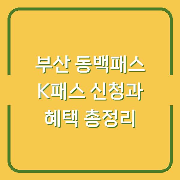 부산 동백패스 K패스 신청과 혜택 총정리