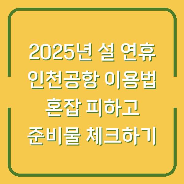2025년 설 연휴 인천공항 이용법 혼잡 피하고 준비물 체크하기