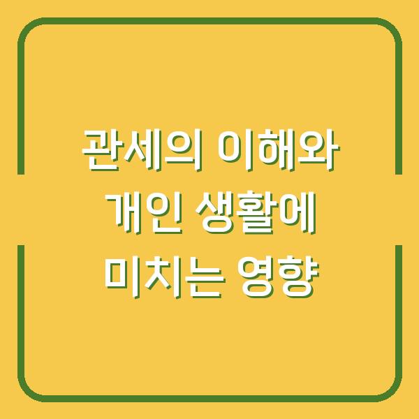 관세의 이해와 개인 생활에 미치는 영향
