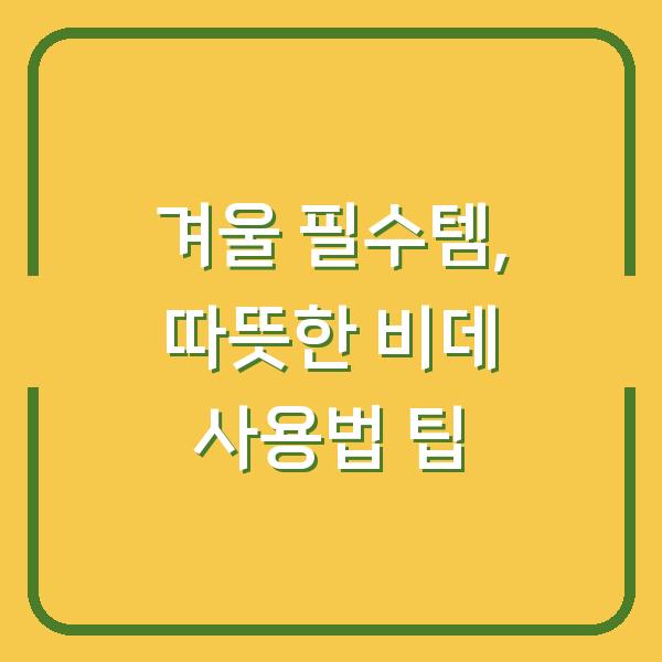 겨울 필수템, 따뜻한 비데 사용법 팁