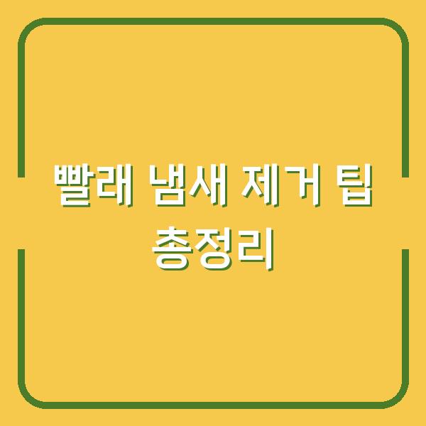 빨래 냄새 제거 팁 총정리
