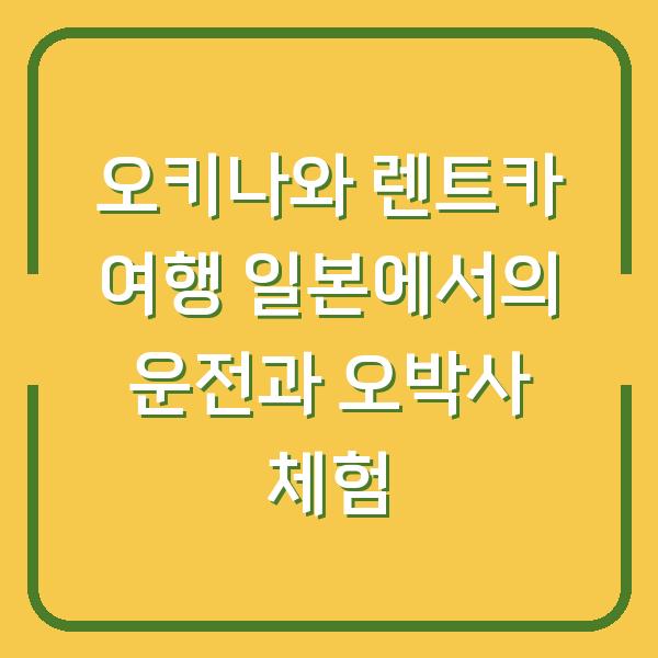 오키나와 렌트카 여행 일본에서의 운전과 오박사 체험