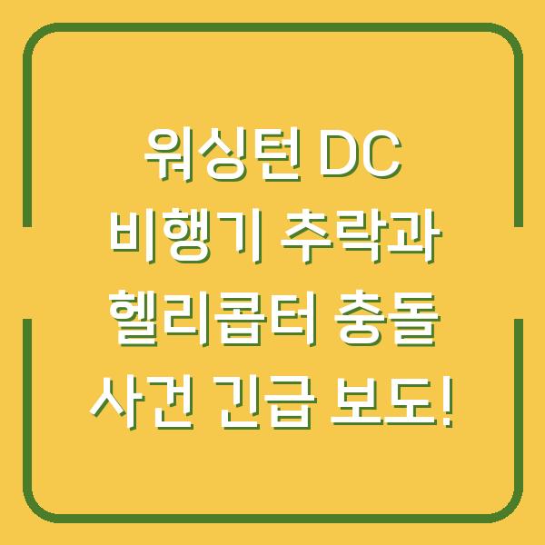 워싱턴 DC 비행기 추락과 헬리콥터 충돌 사건 긴급 보도!