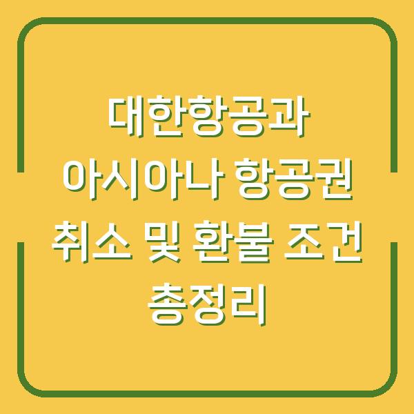 대한항공과 아시아나 항공권 취소 및 환불 조건 총정리