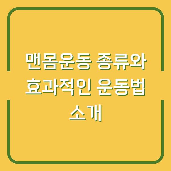 맨몸운동 종류와 효과적인 운동법 소개