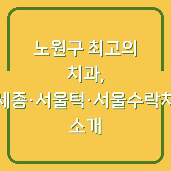 노원구 최고의 치과, 조세종·서울턱·서울수락치과 소개