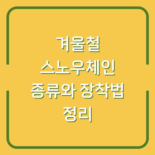 겨울철 스노우체인 종류와 장착법 정리