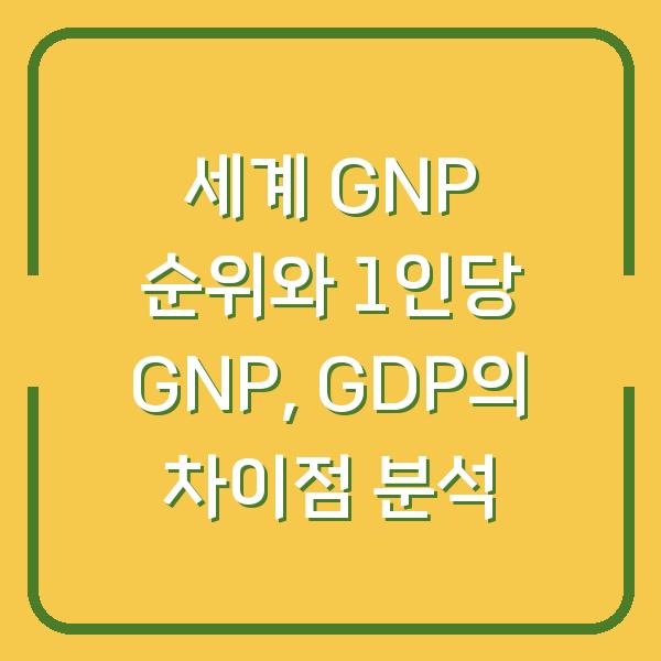 세계 GNP 순위와 1인당 GNP, GDP의 차이점 분석