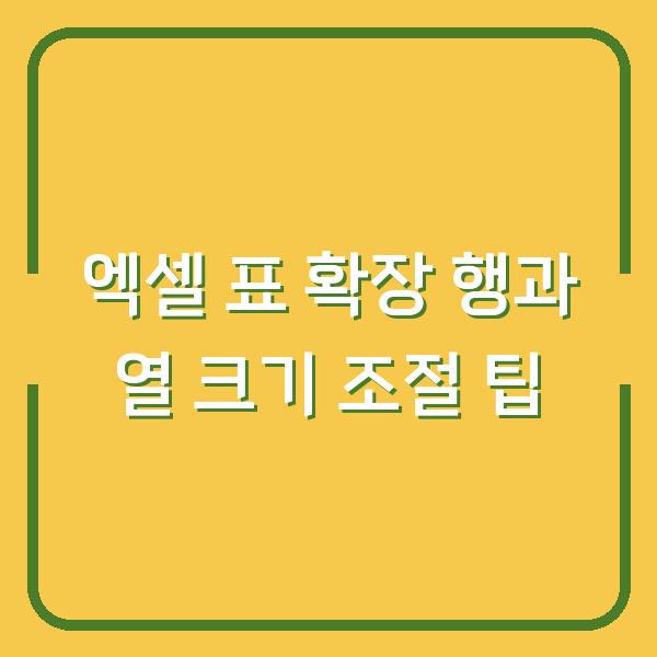엑셀 표 확장 행과 열 크기 조절 팁
