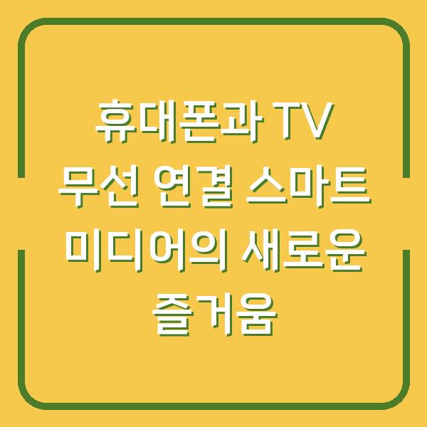 휴대폰과 TV 무선 연결 스마트 미디어의 새로운 즐거움