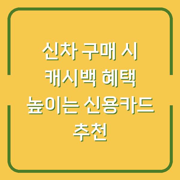 신차 구매 시 캐시백 혜택 높이는 신용카드 추천