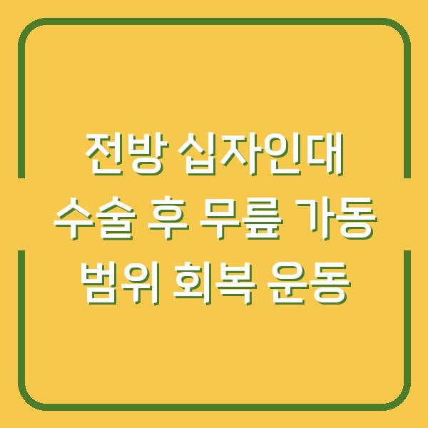 전방 십자인대 수술 후 무릎 가동 범위 회복 운동