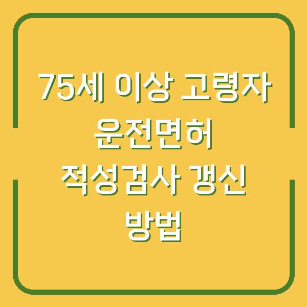 75세 이상 고령자 운전면허 적성검사 갱신 방법