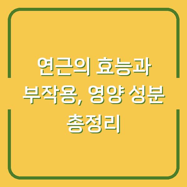 연근의 효능과 부작용, 영양 성분 총정리