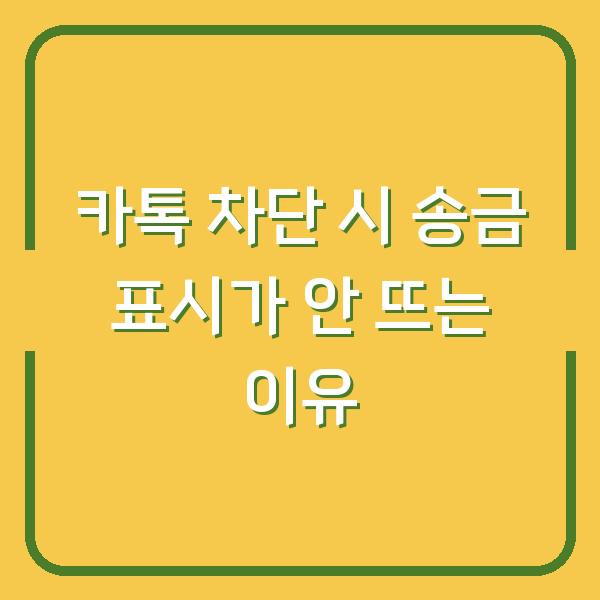 카톡 차단 시 송금 표시가 안 뜨는 이유