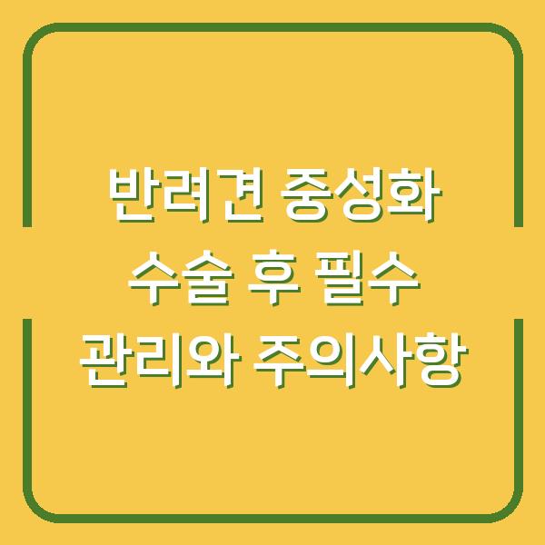 반려견 중성화 수술 후 필수 관리와 주의사항
