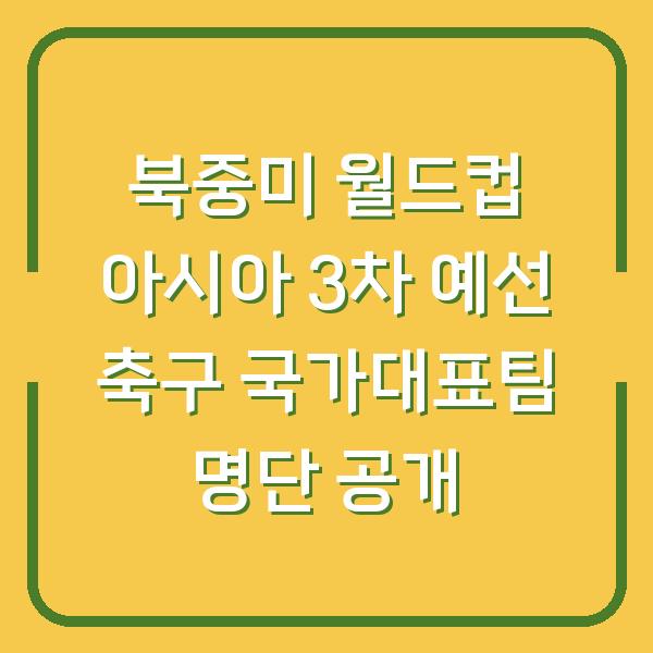 북중미 월드컵 아시아 3차 예선 축구 국가대표팀 명단 공개