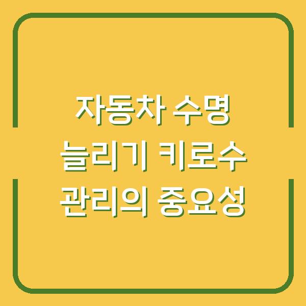 자동차 수명 늘리기 키로수 관리의 중요성
