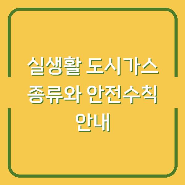 실생활 도시가스 종류와 안전수칙 안내