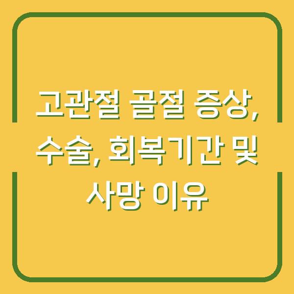 고관절 골절 증상, 수술, 회복기간 및 사망 이유