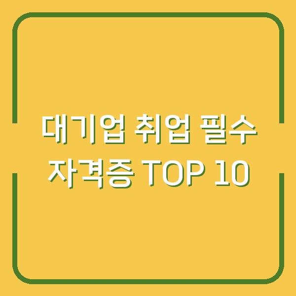 대기업 취업 필수 자격증 TOP 10
