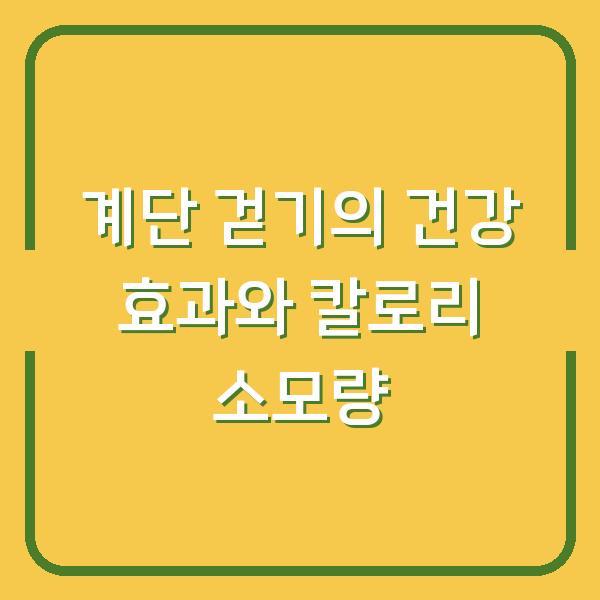 계단 걷기의 건강 효과와 칼로리 소모량