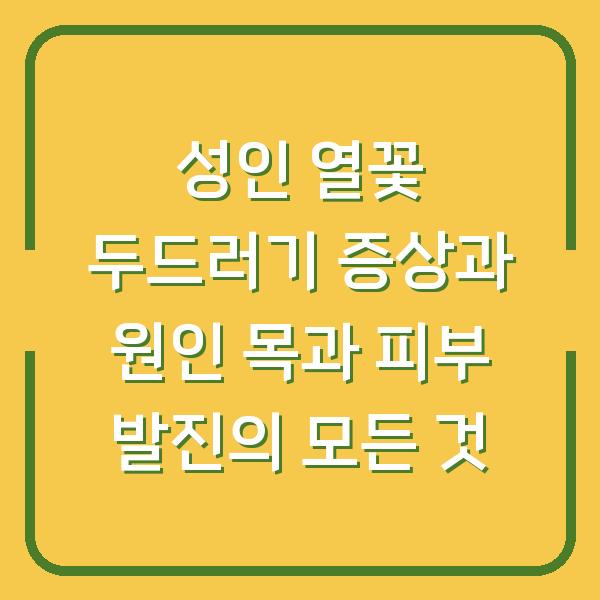 성인 열꽃 두드러기 증상과 원인 목과 피부 발진의 모든 것