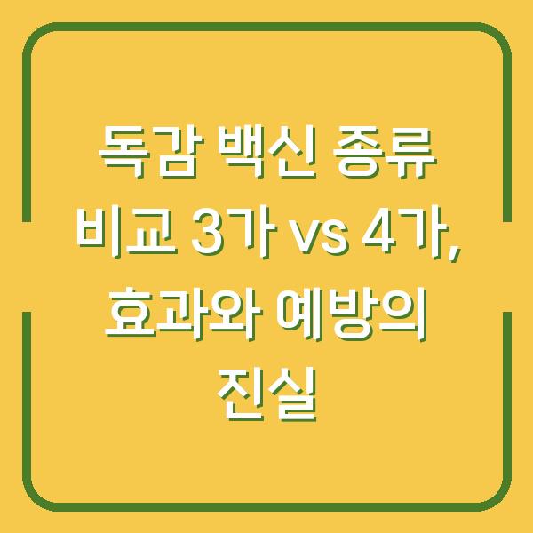 독감 백신 종류 비교 3가 vs 4가, 효과와 예방의 진실