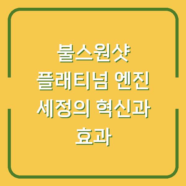 불스원샷 플래티넘 엔진 세정의 혁신과 효과