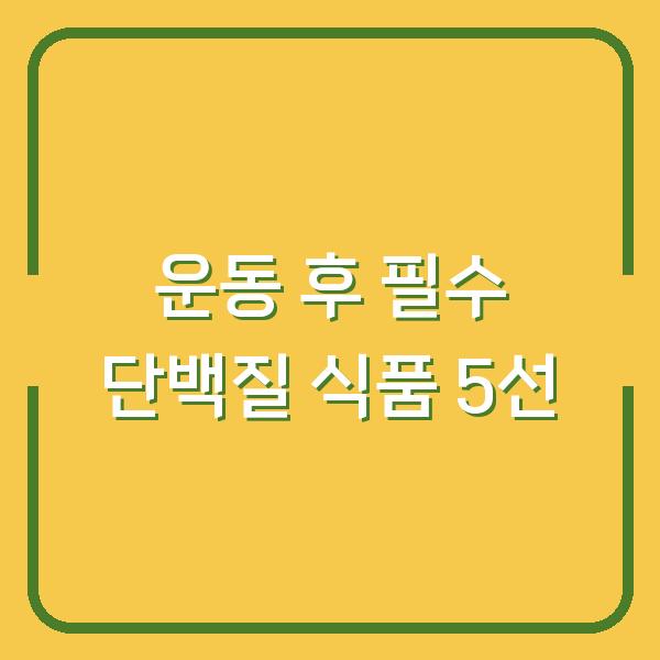 운동 후 필수 단백질 식품 5선