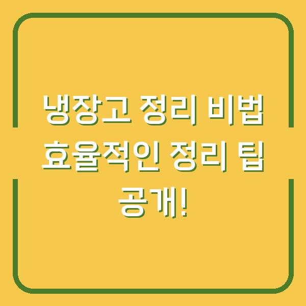 냉장고 정리 비법 효율적인 정리 팁 공개!