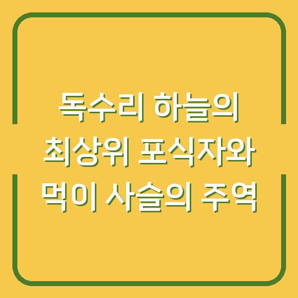 독수리 하늘의 최상위 포식자와 먹이 사슬의 주역