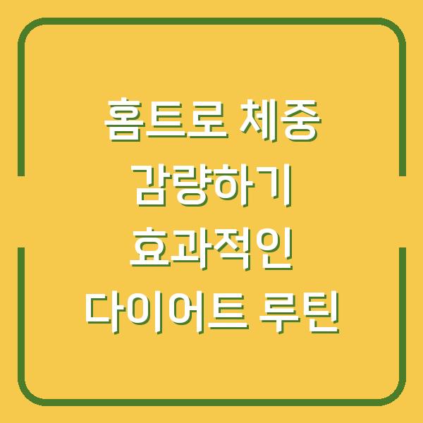홈트로 체중 감량하기 효과적인 다이어트 루틴