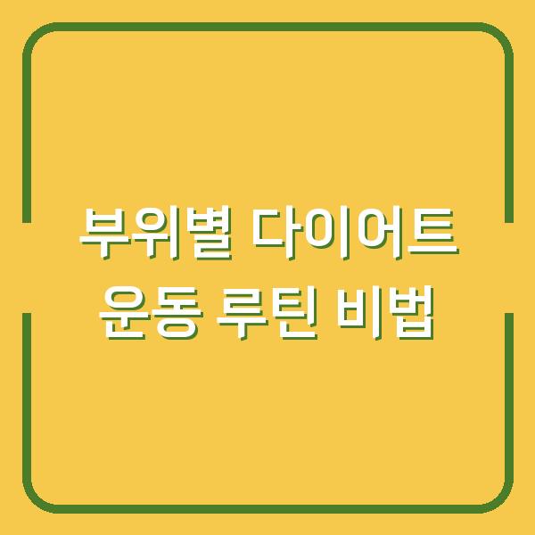 부위별 다이어트 운동 루틴 비법