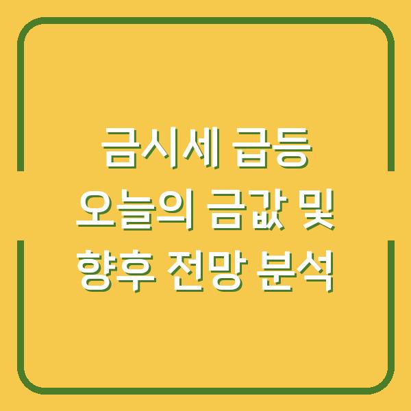금시세 급등 오늘의 금값 및 향후 전망 분석