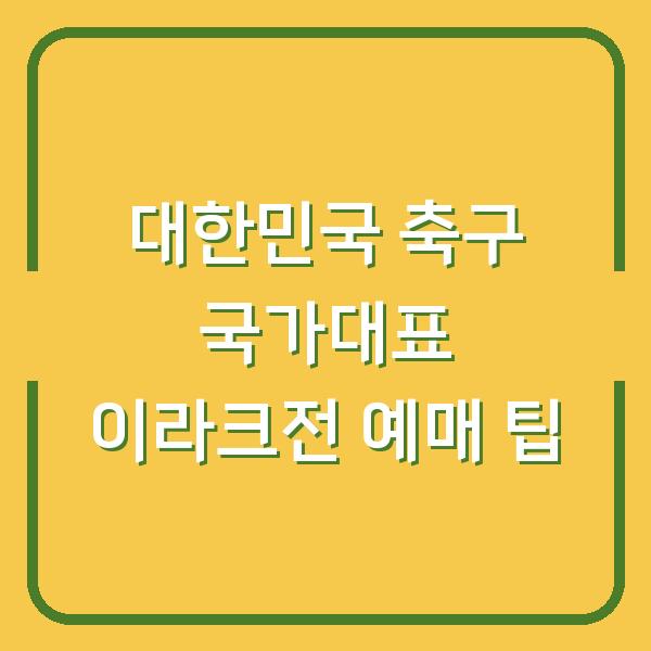 대한민국 축구 국가대표 이라크전 예매 팁